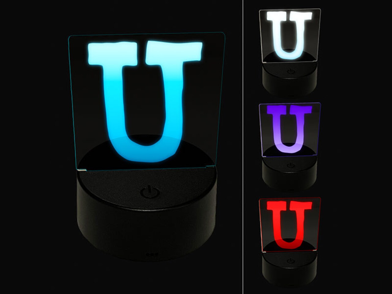 Letter U Uppercase Cute Typewriter Font 3D Illusion LED Night Light Sign Nightstand Desk Lamp
